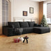107' Cloud Sectional Couch with L-Shape Chaise,Modern Modular Sofa with Deep Seat, Upholstered Couches for Living Room Bedroom,No Assembly Required, BLACK(Plush Corduroy Fabric) Default -DTYStore