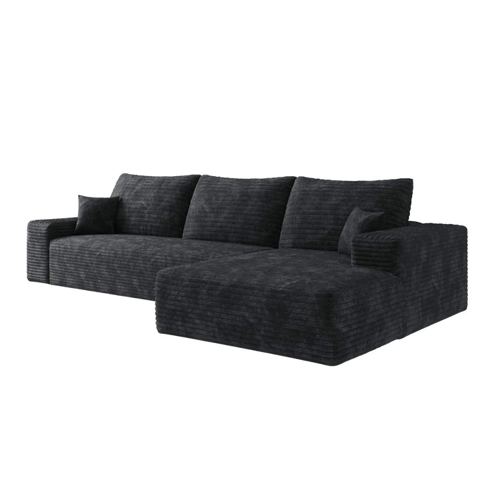 107' Cloud Sectional Couch with L-Shape Chaise,Modern Modular Sofa with Deep Seat, Upholstered Couches for Living Room Bedroom,No Assembly Required, BLACK(Plush Corduroy Fabric) Default -DTYStore