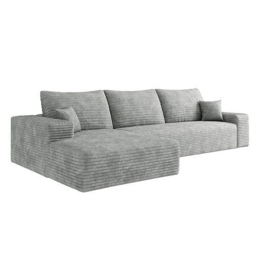 107' Cloud Sectional Couch with L-Shape Chaise,Modern Modular Sofa with Deep Seat, Upholstered Couches for Living Room Bedroom,No Assembly Required, Grey(Plush Corduroy Fabric) Default -DTYStore