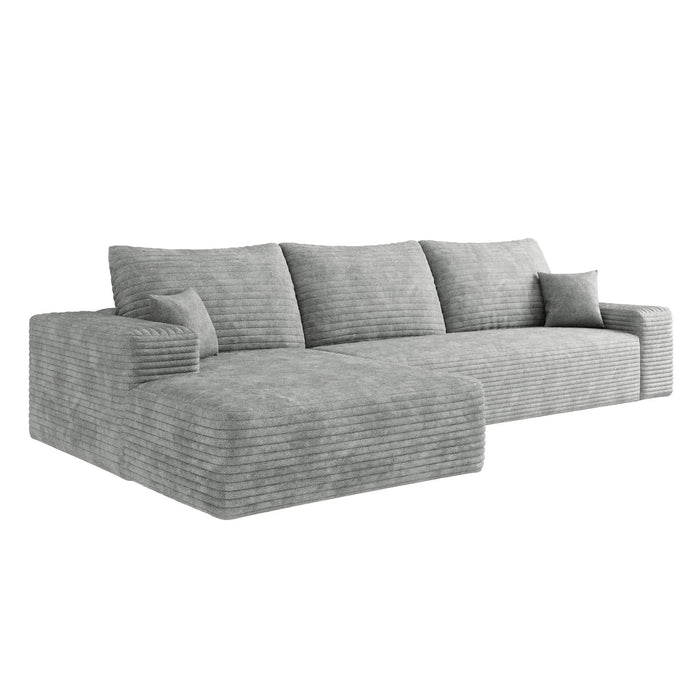 107' Cloud Sectional Couch with L-Shape Chaise,Modern Modular Sofa with Deep Seat, Upholstered Couches for Living Room Bedroom,No Assembly Required, Grey(Plush Corduroy Fabric) Default -DTYStore