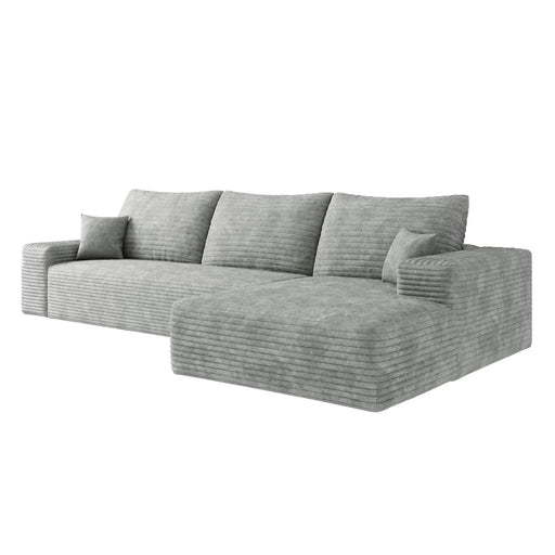 107' Cloud Sectional Couch with L-Shape Chaise,Modern Modular Sofa with Deep Seat, Upholstered Couches for Living Room Bedroom,No Assembly Required, Grey(Plush Corduroy Fabric) Default -DTYStore