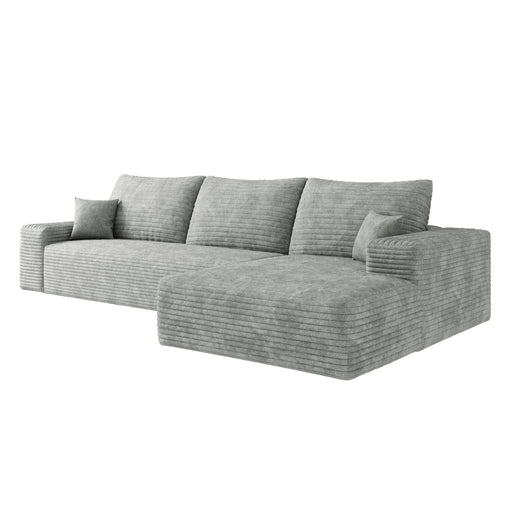 107' Cloud Sectional Couch with L-Shape Chaise,Modern Modular Sofa with Deep Seat, Upholstered Couches for Living Room Bedroom,No Assembly Required, Grey(Plush Corduroy Fabric) Default -DTYStore