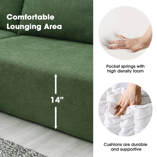 109*68' Modular Sectional Living Room Sofa Set, Modern Minimalist Style Couch, Upholstered Compressed Sofa for Living Room, Bedroom, Salon, 2 PC Free Combination, L-Shape, Cream Default -DTYStore