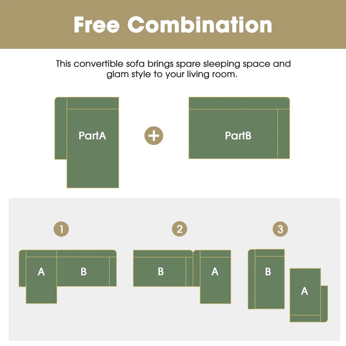 109*68' Modular Sectional Living Room Sofa Set, Modern Minimalist Style Couch, Upholstered Compressed Sofa for Living Room, Bedroom, Salon, 2 PC Free Combination, L-Shape, Cream Default -DTYStore