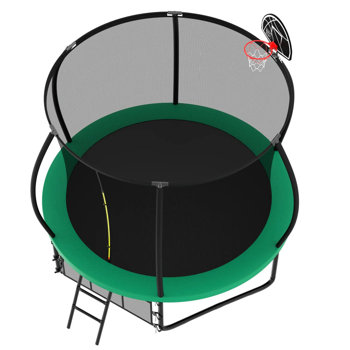 10FT Pumpkin Trampoline, Outdoor Trampoline with Basketball Hoop, Enclosure Net and Ladder Default -DTYStore