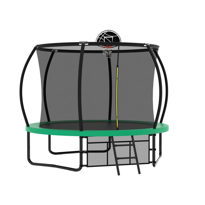 10FT Pumpkin Trampoline, Outdoor Trampoline with Basketball Hoop, Enclosure Net and Ladder Default -DTYStore