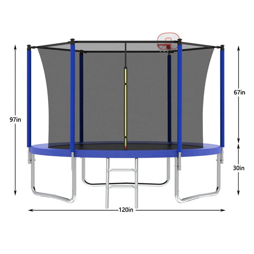 10FT Trampoline for Kids,  Basketball Hoop and Ladder, Outdoor Kids Trampoline with Safety Enclosure,Fast Assembly for Backyard Fun,ASTM Approved- DTY Store