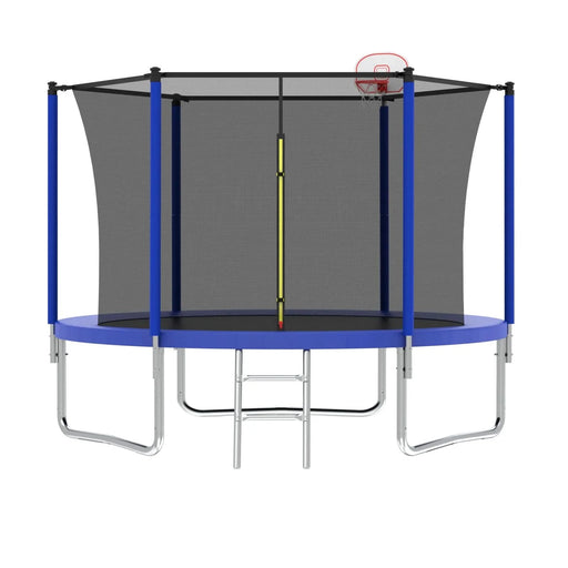 10FT Trampoline for Kids,  Basketball Hoop and Ladder, Outdoor Kids Trampoline with Safety Enclosure,Fast Assembly for Backyard Fun,ASTM Approved - DTY Store