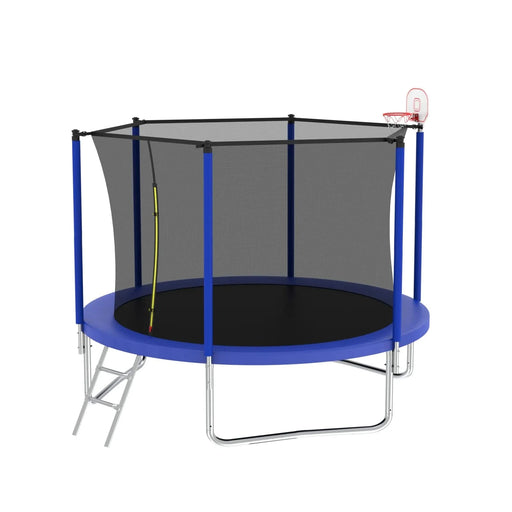 10FT Trampoline for Kids, Basketball Hoop and Ladder, Outdoor Kids Trampoline with Safety Enclosure,Fast Assembly for Backyard Fun,ASTM Approved Default -DTYStore