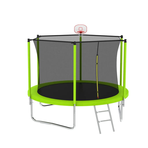 10FT Trampoline for Kids, Basketball Hoop and Ladder, Outdoor Kids Trampoline with Safety Enclosure,Fast Assembly for Backyard Fun,ASTM Approved Default -DTYStore