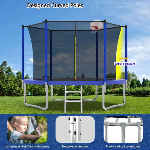10FT Trampoline for Kids,  Basketball Hoop and Ladder, Outdoor Kids Trampoline with Safety Enclosure,Fast Assembly for Backyard Fun,ASTM Approved- DTY Store