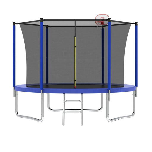 10FT Trampoline for Kids, Basketball Hoop and Ladder, Outdoor Kids Trampoline with Safety Enclosure,Fast Assembly for Backyard Fun,ASTM Approved Default -DTYStore