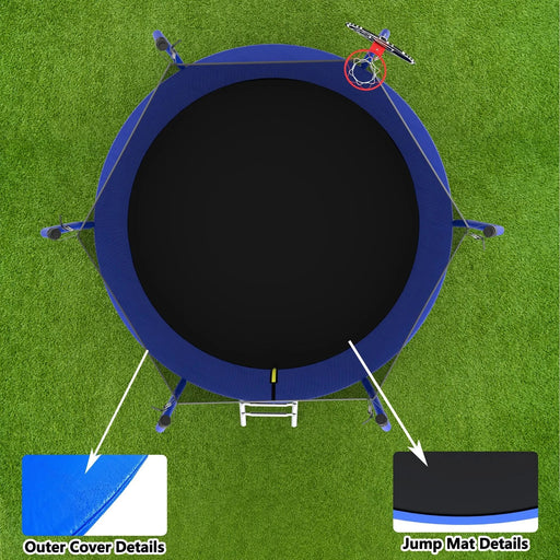 10FT Trampoline with Basketball Hoop, ASTM Approved Reinforced Type Outdoor Trampoline with Enclosure Net Default -DTYStore