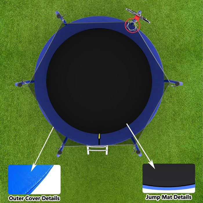 10FT Trampoline with Basketball Hoop, ASTM Approved Reinforced Type Outdoor Trampoline with Enclosure Net Default -DTYStore