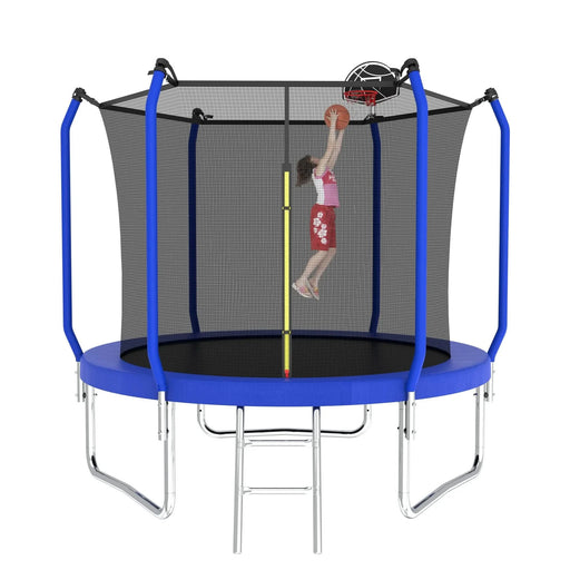10FT Trampoline with Basketball Hoop,  ASTM Approved Reinforced Type Outdoor Trampoline with Enclosure Net - DTY Store