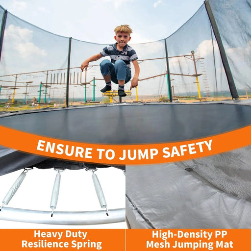 10FT Trampoline with Safety Enclosure Net, Outdoor Trampoline with Heavy Duty Jumping Mat and Spring Cover Padding for Kids and Adults Default -DTYStore