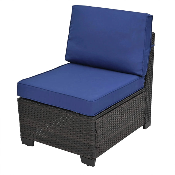 10 Piece PE Rattan Patio Furniture Set, Sectional Sofa Set, Outdoor Patio Furniture Set With Cushions & Tempered Glass Coffee Table Default -DTYStore