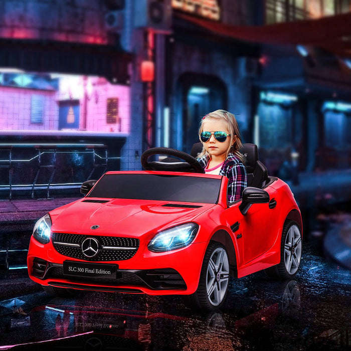 Mercedes SLC 300 Licensed Kids Electric Car with Remote Control, 12V Battery Powered Kids Ride on Car with Music, Lights, Suspension for 3-6 Years Old, Red - DTYStore