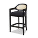 Americana Mid-Century Modern 26' Cane Back Counter Stool, Jet Black Woven - DTYStore