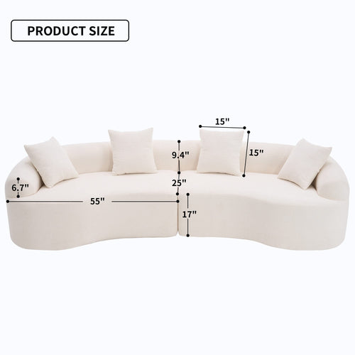 LY-025 Full Compression Sponge Sofa Cloud White Curved Modular Sectional 30D High-Density Chenille Sleeper Couch 110'L - Image 3