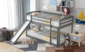 Twin over Twin Bunk Bed with Convertible Slide and Ladder , Gray