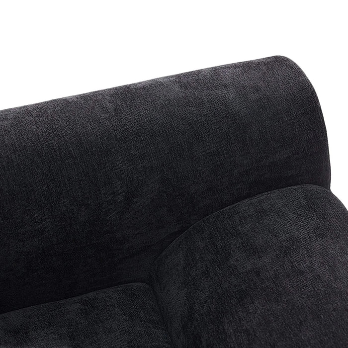 111.2' Modern L-Shaped Sectional Sofa – Modular Velvet Couch with Adjustable Configurations, Soft Mélange Fabric in Black, Stylish & Comfortable for Living Room, Bedroom, and Lounge Areas Default -DTYStore