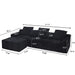 111.2' Modern L-Shaped Sectional Sofa – Modular Velvet Couch with Adjustable Configurations, Soft Mélange Fabric in Black, Stylish & Comfortable for Living Room, Bedroom, and Lounge Areas Default -DTYStore
