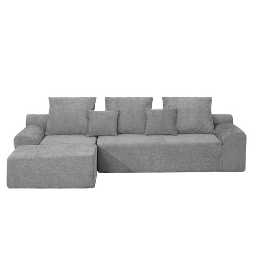 111.2' Modern L-Shaped Sectional Sofa – Modular Velvet Couch with Adjustable Configurations, Soft Mélange Fabric in GREY, Stylish & Comfortable for Living Room, Bedroom, and Lounge Areas Default -DTYStore