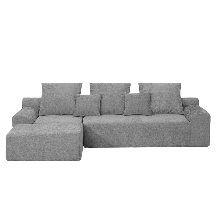 111.2' Modern L-Shaped Sectional Sofa – Modular Velvet Couch with Adjustable Configurations, Soft Mélange Fabric in GREY, Stylish & Comfortable for Living Room, Bedroom, and Lounge Areas Default -DTYStore