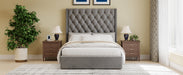 67.5" Tall Headboard Upholstered King Size Bed with Handmade Deep Button Tufted, Box Spring Needed, Velvet - DTYStore