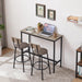 Bar Table Set with 2 Bar stools PU Soft seat with backrest, Grey, 43.31'' L x 15.75'' W x 35.43'' H. - DTYStore