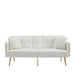 Cream White Velvet Futon Sofa Bed with Gold Metal Legs - DTYStore