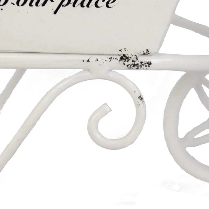 11.5x4x7' White Metal Decorative Disressed Wheelbarrow Planter, Tabletop Decor Default -DTYStore