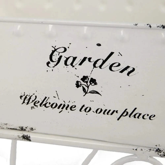 11.5x4x7' White Metal Decorative Disressed Wheelbarrow Planter, Tabletop Decor Default -DTYStore