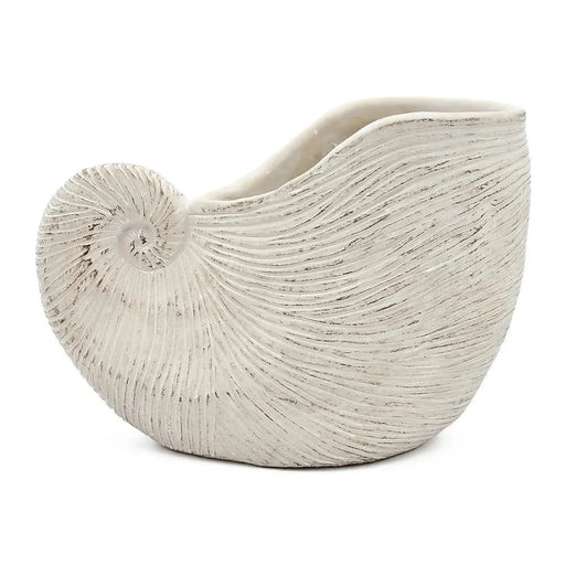 11.5x6.7x7.7' Sand and Cement Nautilus Shell Planter with Textured Beige Finish Default -DTYStore
