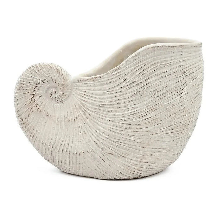 11.5x6.7x7.7' Sand and Cement Nautilus Shell Planter with Textured Beige Finish Default -DTYStore