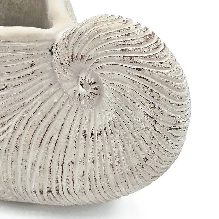 11.5x6.7x7.7' Sand and Cement Nautilus Shell Planter with Textured Beige Finish Default -DTYStore
