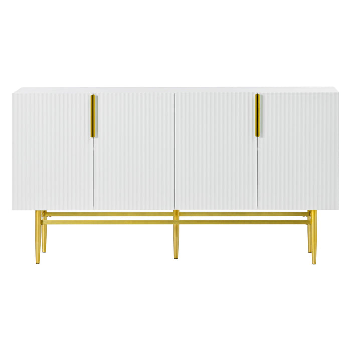 Modern Elegant 4-door Sideboard Gold Metal Handle Buffet Cabinet for Dining Room, Living Room, Bedroom, Hallway - DTYStore