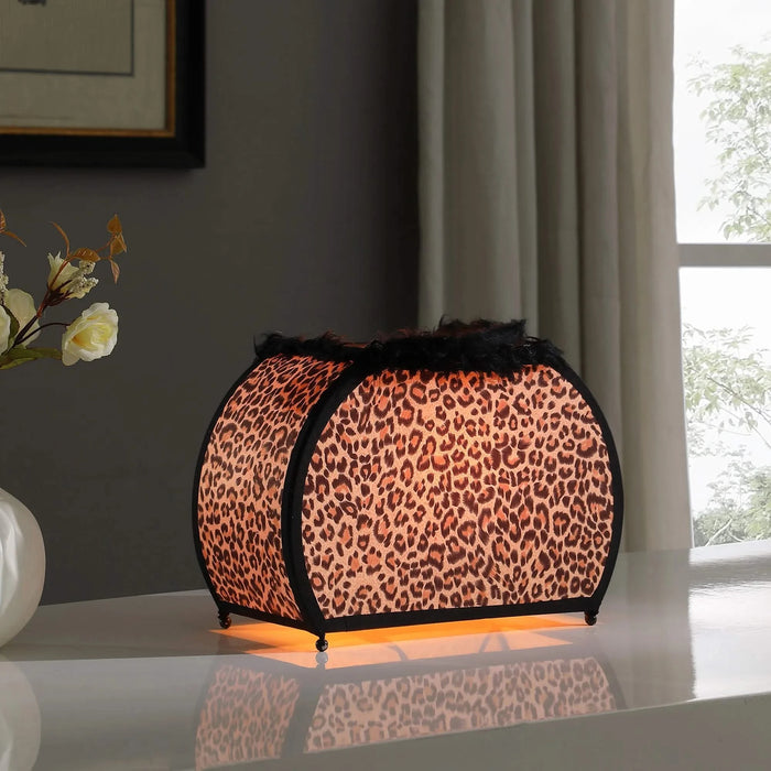 11.75' In Leopard Animal Print Purse W/ Black Faux Handle Table Lamp Default -DTYStore