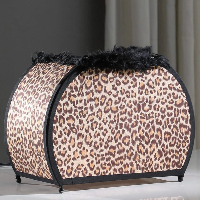 11.75' In Leopard Animal Print Purse W/ Black Faux Handle Table Lamp Default -DTYStore