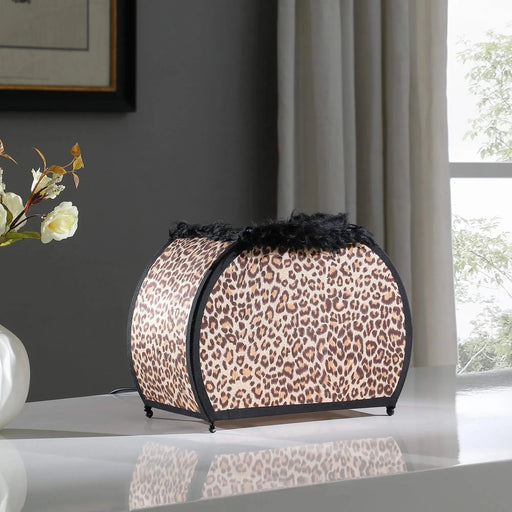 11.75' In Leopard Animal Print Purse W/ Black Faux Handle Table Lamp Default -DTYStore