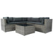 6 Pieces PE Rattan sectional Outdoor Furniture Cushioned Sofa set Grey Wicker, Dark Grey Cushion - DTYStore