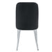 6 modern dining chairs, sleek PU backrest, and silver metal legs bring a comfortable home experience to the kitchen, bedroom, and office.Black PU Chairs with Simple Line Designs On The Backrest. - DTYStore