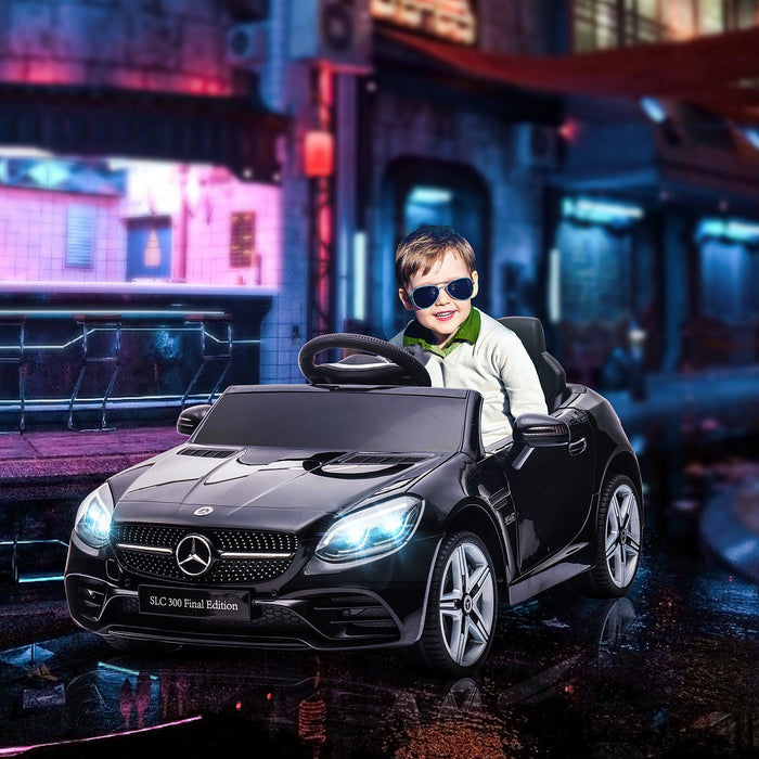 Mercedes SLC 300 Licensed Kids Electric Car with Remote Control, 12V Battery Powered Kids Ride on Car with Music, Lights, Suspension for 3-6 Years Old, Black