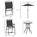 Outsunny 4 Piece Outdoor Patio Dining Furniture Set, 2 Folding Chairs, Adjustable Angle Umbrella, Wave Textured Tempered Glass Dinner Table, Black - DTYStore
