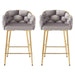 28'' Modern Counter Stools Set of 2,Gray Counter Stools with iron Frame,Soft back and cushion,Footrest,suitable for Kitchen/Bedroom/Dining Room. - DTYStore