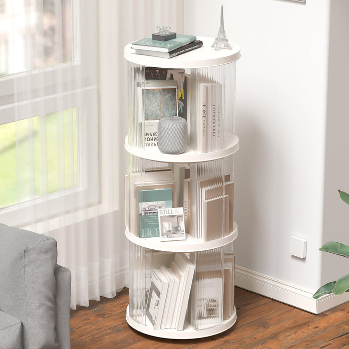 360Â° Rotating Bookshelf, Small Corner Bookcase, 3 & 4 Tier Floor Standing Organizer - DTYStore