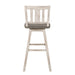 Pub Height Chairs Set of 2, Distressed Gray and White 360-degree Swivel Chair Solid Rubberwood Furniture, Vertical Slat Back Bar Chairs - DTYStore