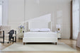 Hannah Upholstered Wingback Bed Size King / Tall 54" Headboard Upholstered King Bed / Premium Cream White Chenille / Minimalist Designs / No Box Spring Needed / Easy Assembly / King - DTYStore