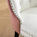 Furniture, Nikki Collection Modern, High-end Tufted Solid Wood Contemporary PU and Velvet Upholstered Dining Chair with Wood Legs Nailhead Trim 2-Pcs Set, White+Pink, SW2101WP - DTYStore